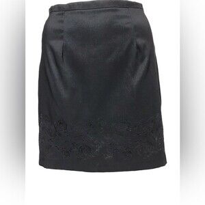 Vintage 90s rampage black skirt with velvet flowers size 5